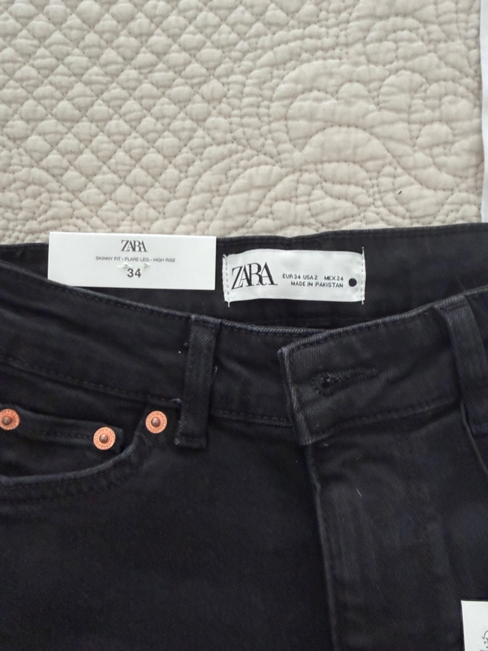 Zara Black Skinny Jeans with Copper Rivets